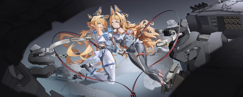 原创 2名女孩 兽耳耳机 兽耳 腰带 猫耳耳机