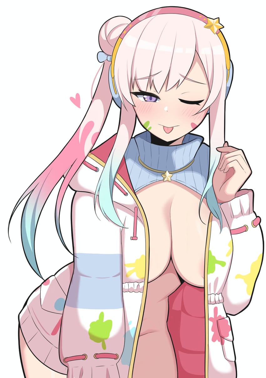 Hololive、Hololive Indonesia、Airani Iofifteen 1名女孩 :p 吐舌头 异形乳量 (大) 露乳晕