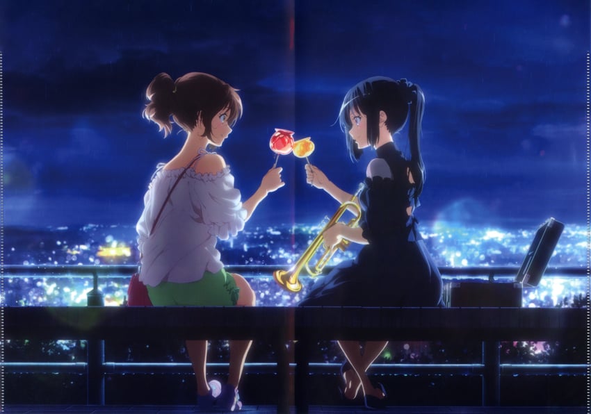 吹响吧！上低音号、京都动画、pony canyon 2名女孩 包 黑色连衣裙 黑发 蓝眼