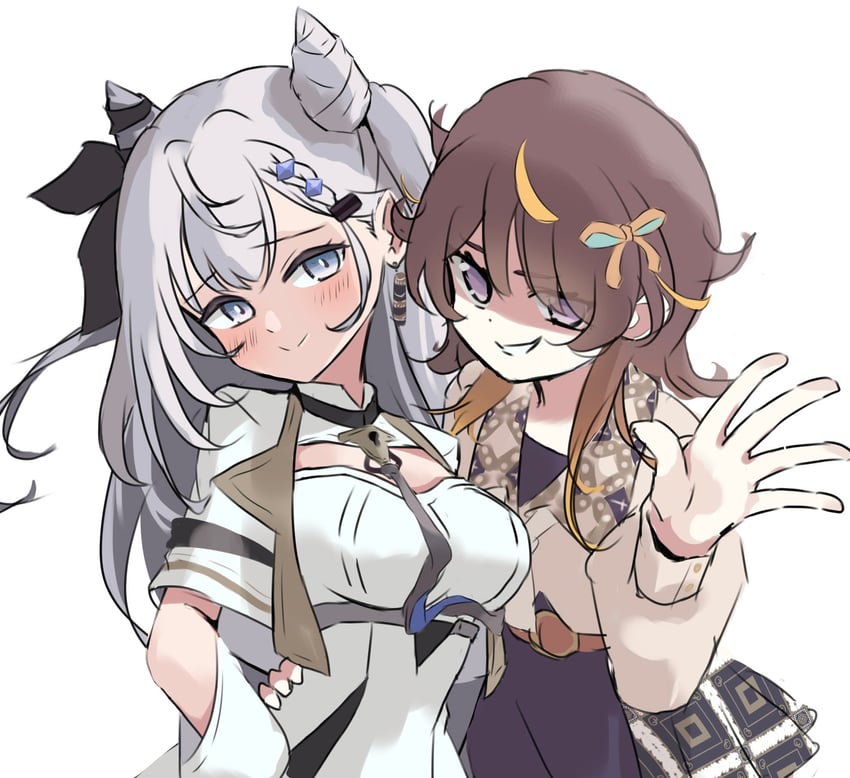 Hololive、Hololive Indonesia、阿尼娅·梅尔菲莎 2名女孩 金发 蓝眼 辫子 乳房