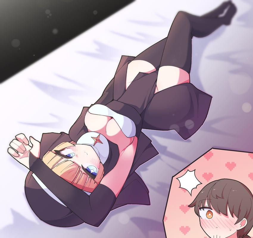 原创 1名男孩 1名女孩 举手 腋下 黑色连衣裙