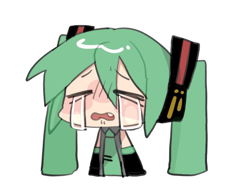 VOCALOID、初音未来 1名女孩 闭眼挤眼 Q版 仅限Q版 闭眼