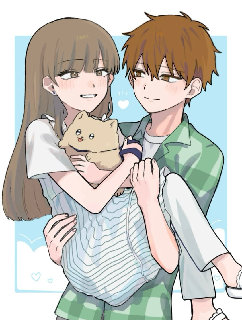 冰之城壁、amamiya minato (koori no jouheki)、冰川小雪 1名男孩 1名女孩 动物 脸红 棕眼睛