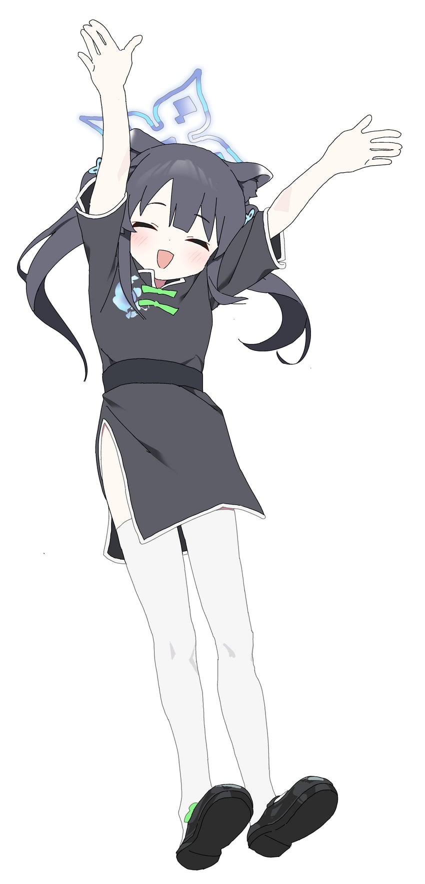 蔚蓝档案、瞬 (蔚蓝档案)、瞬 (幼女) (蔚蓝档案) 1名女孩 :D 微笑 兽耳 举起双手
