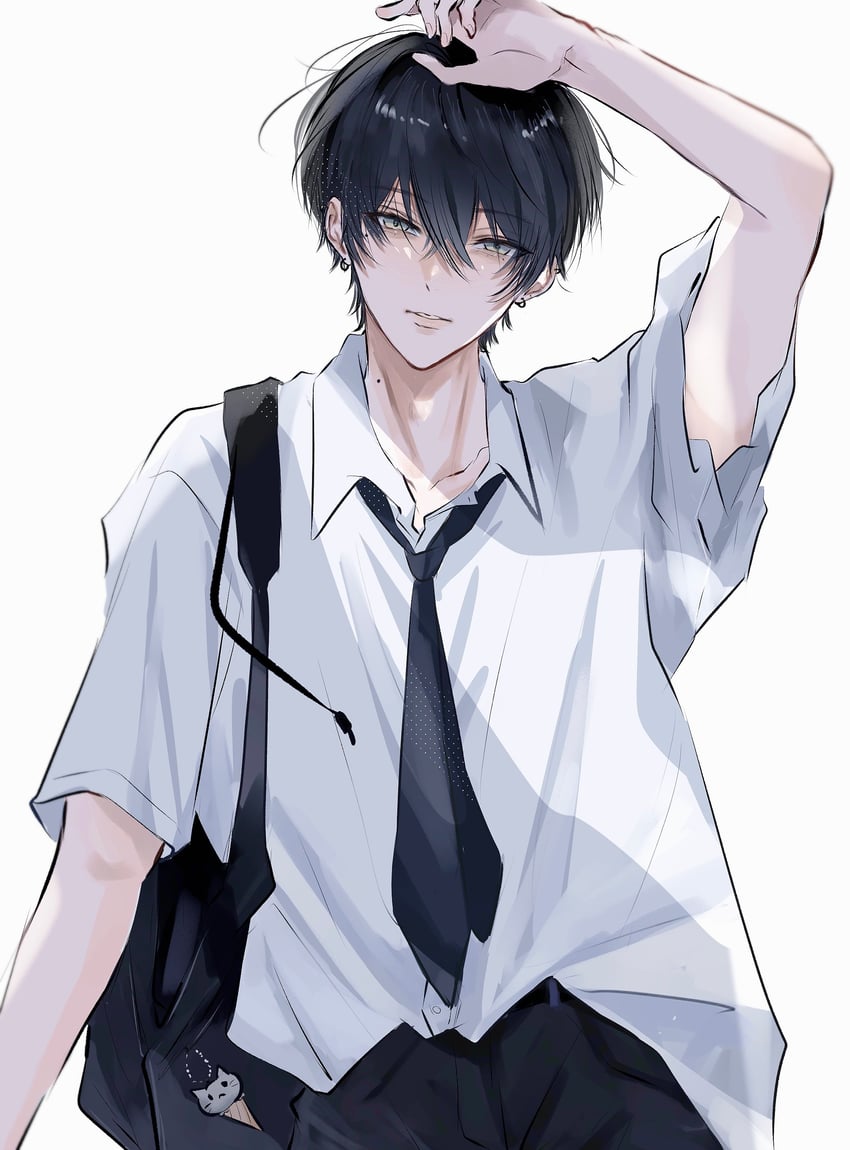 原创 1名男孩 举手 背包 包 黑发
