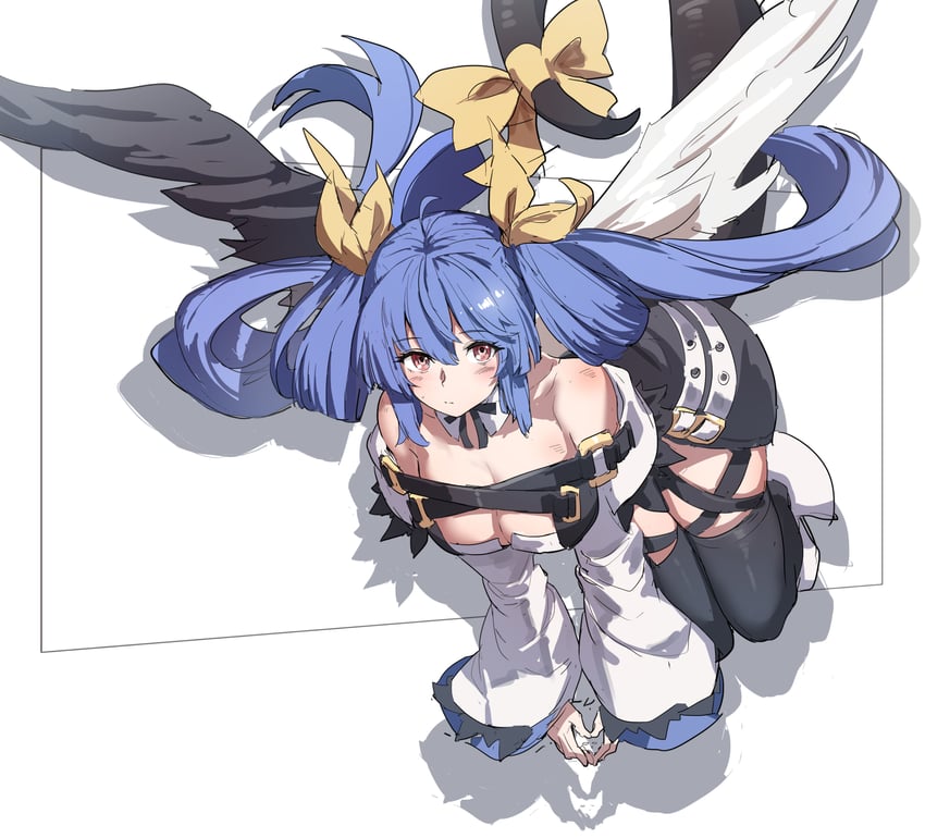 罪恶装备、罪恶装备 Xrd、Dizzy (罪恶装备) 1名女孩 不对称翅膀 露肩 腰带 黑色过膝袜