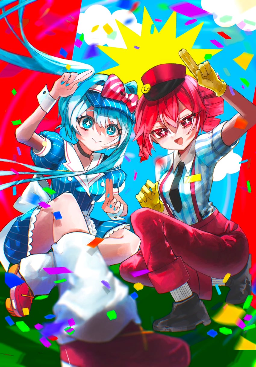 Mesmerizer (Vocaloid)、UTAU、VOCALOID +_+ 2名女孩 水色瞳 水色发 水蓝色指甲