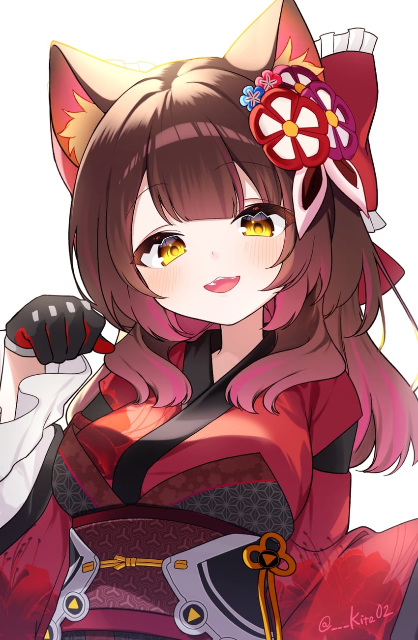 Hololive、萝卜子、萝卜子 (新年) 1名女孩 :D 兽耳毛 兽耳 麻叶纹