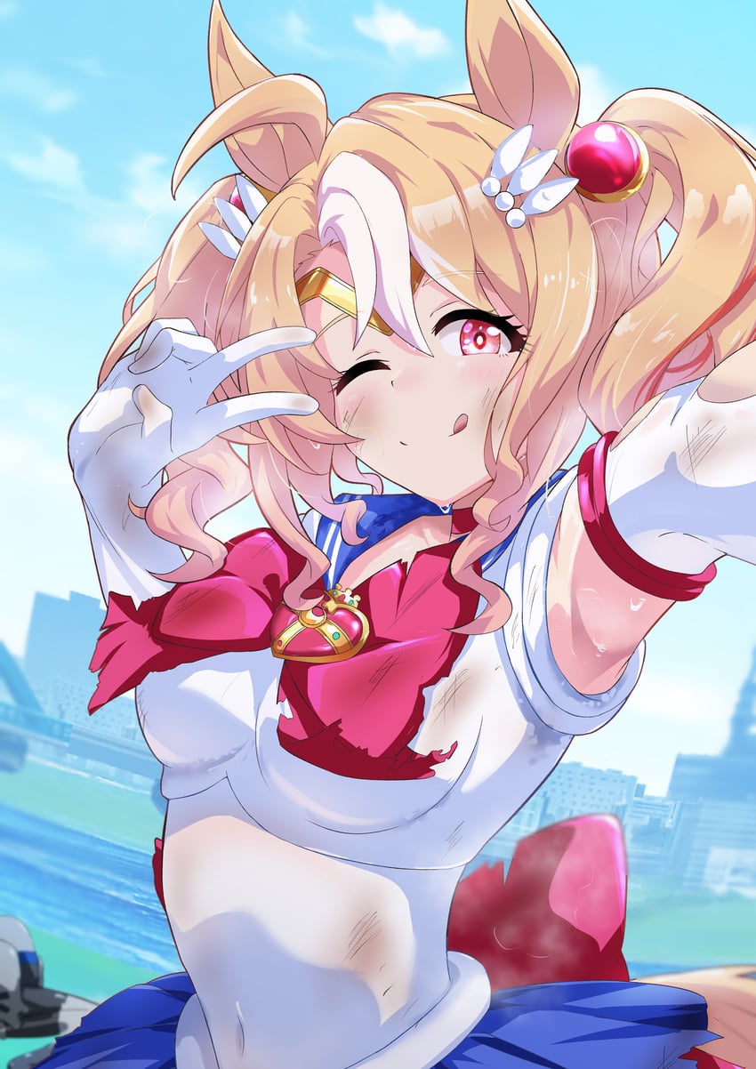 美少女战士、赛马娘、房协潘多拉 (赛马娘) 1名女孩 :q ;q (表情) 兽耳 腋下