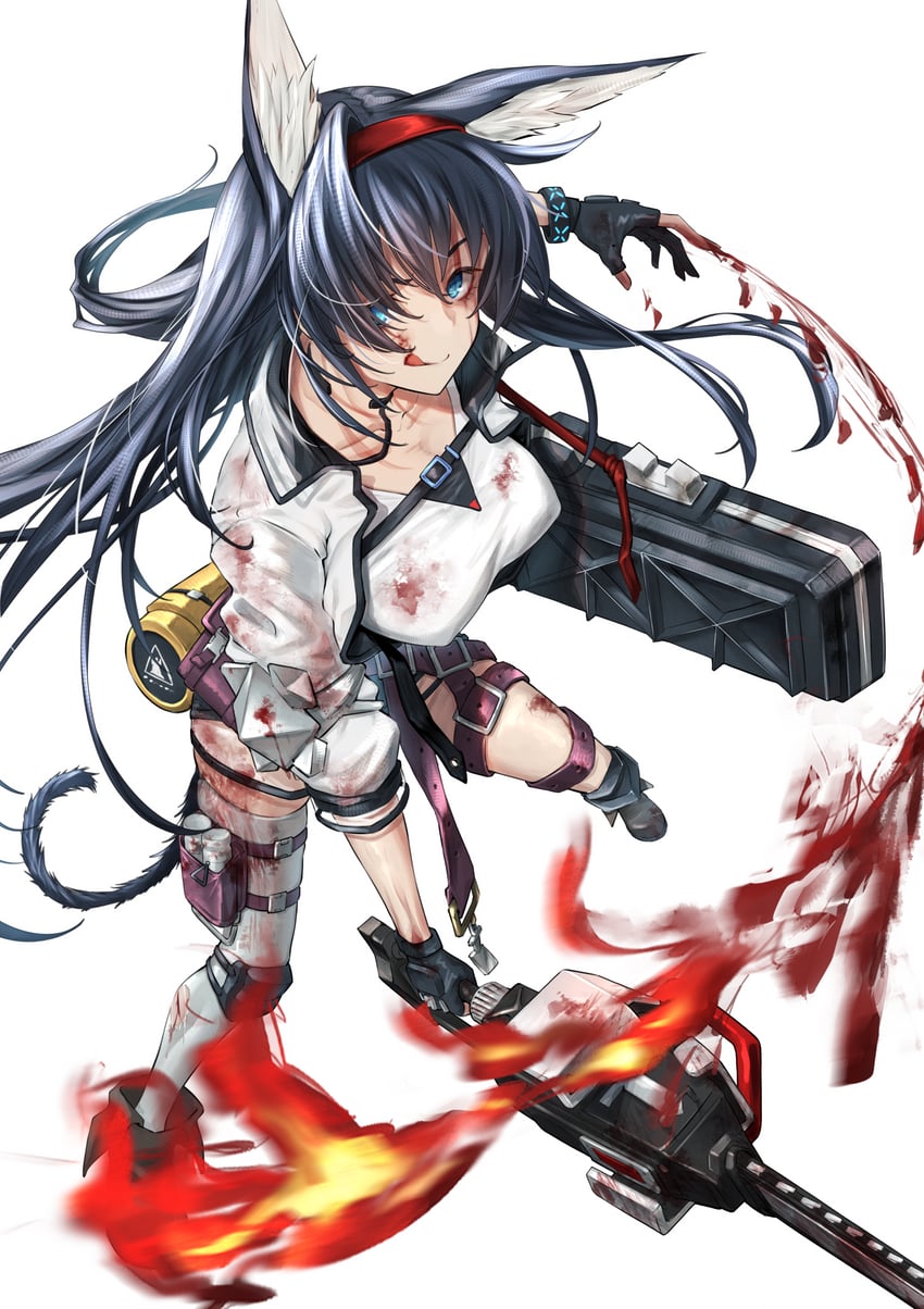 明日方舟、煌 (明日方舟) 1名女孩 :q 兽耳毛 兽耳 腰带