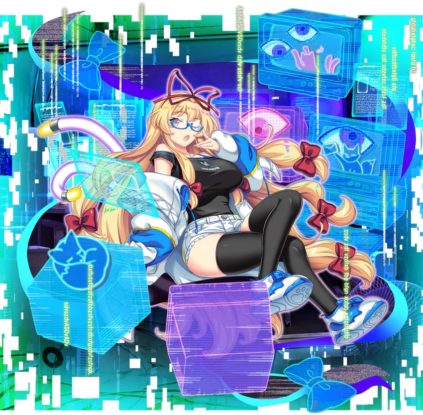 东方Project、东方LostWord、八云紫 1名女孩 替换服装 戴眼镜的 黑衬衫 黑色过膝袜