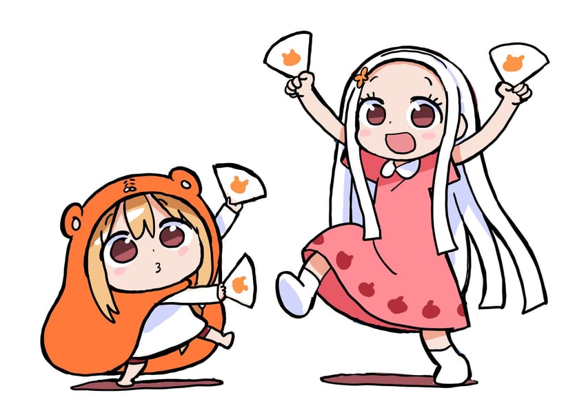 boku no manamusume、干物妹！小埋、土间埋 2名女孩 :D 举起双手 赤脚 金发