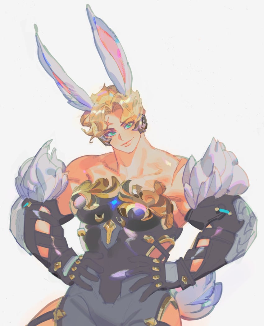 守望先锋、siberian hare zarya、查莉娅 (守望先锋) 1名女孩 兽耳 蓝眼 毛边手套 毛边