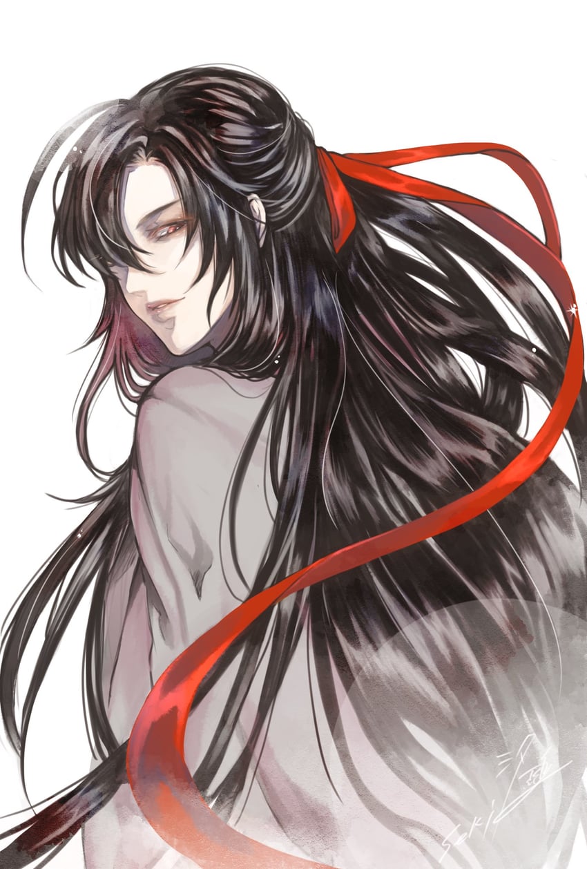 魔道祖师、魏无羡、魏无羡 (夷陵老祖) 1名男孩 作者名 美少年 黑发 中国风服饰