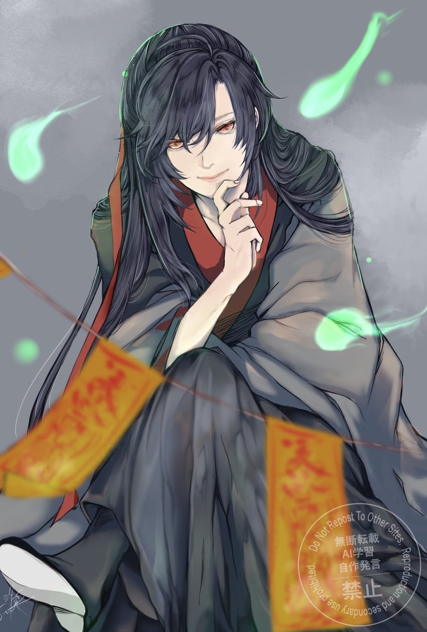 魔道祖师、魏无羡、魏无羡 (夷陵老祖) 1名男孩 作者名 美少年 黑色靴子 黑发