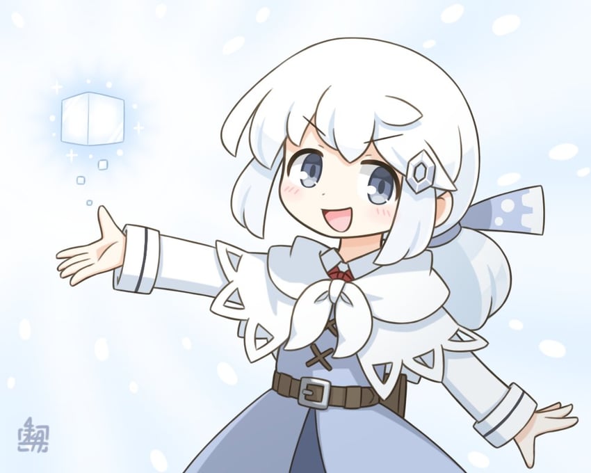 原创、露米里卡 (北川水月) 1名女孩 作者标志 腰带 蓝色蝴蝶结 蓝色夹克