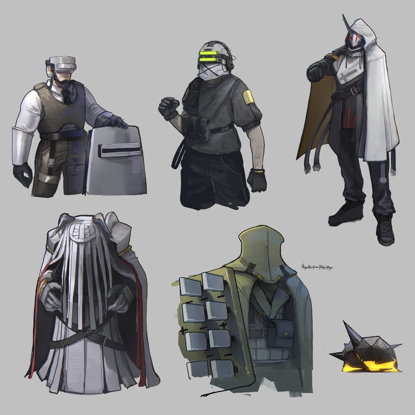明日方舟、arc screenguard、delegation shieldbearer 5个男孩 靴子 恶魔角 护目镜 角