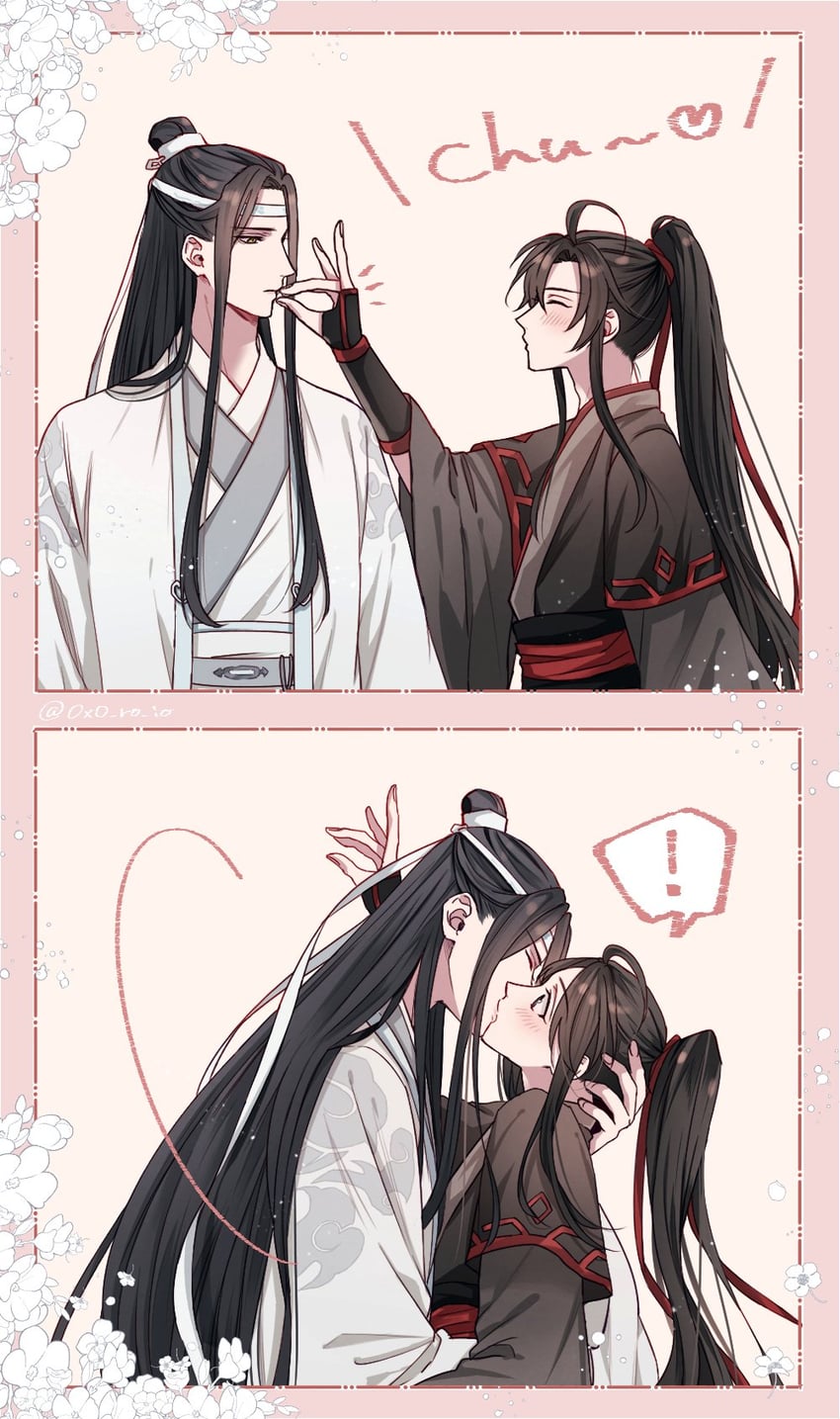 魔道祖师、蓝忘机、魏无羡 ! 2个男孩 两格漫画 呆毛 美少年