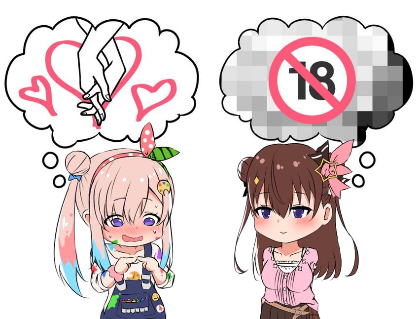 Hololive、Hololive Indonesia、Airani Iofifteen 2名女孩 我喜欢的另一种CP关系 (梗) 蓝发 脸红 棕发