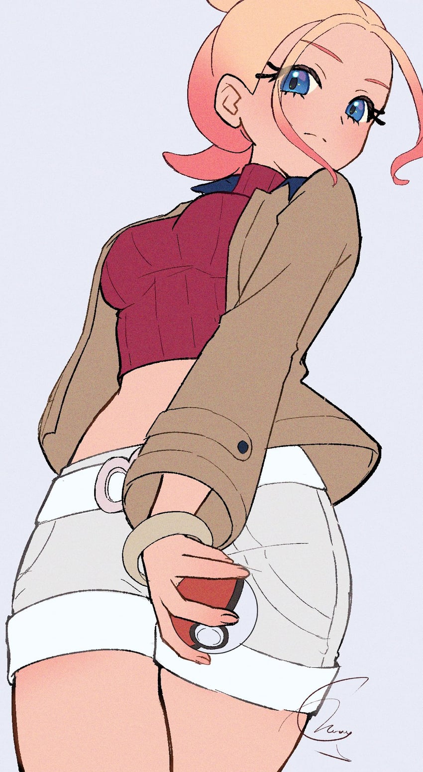 宝可梦、宝可梦传说：Z-A、托尼 (宝可梦) 1名女孩 蓝眼 手链 乳房 棕色夹克