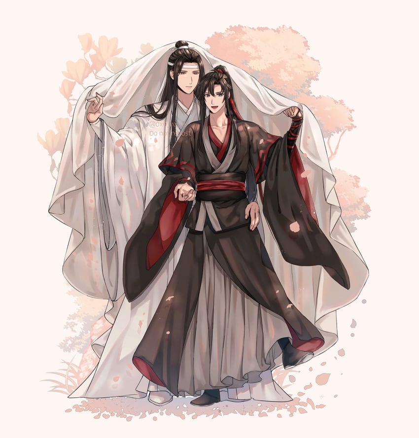 魔道祖师、蓝忘机、魏无羡 2个男孩 呆毛 美少年 黑色靴子 黑发