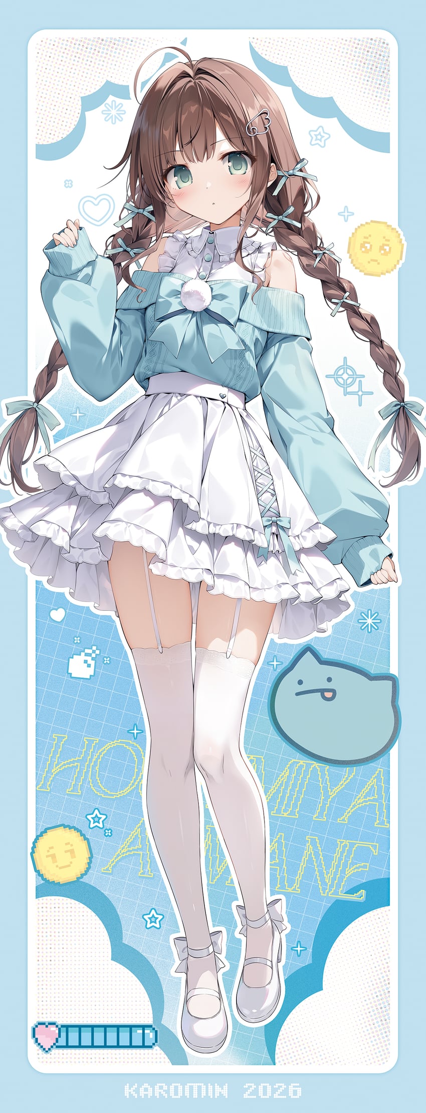原创、星宫天音 (karory) 1名女孩 水色瞳 露肩 脸红 辫子