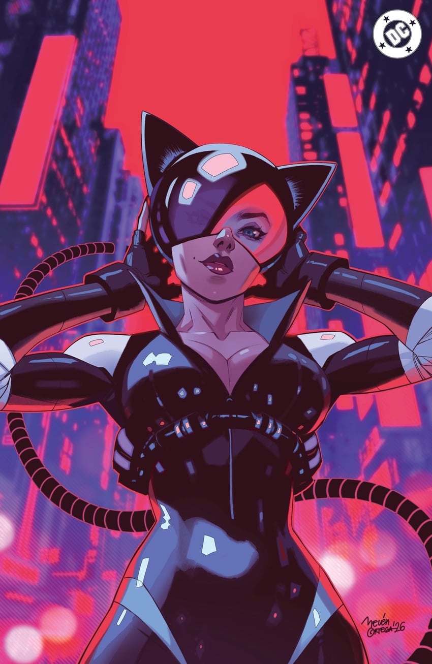 绝对蝙蝠侠、Absolute DC、DC漫画 1名女孩 兽耳头盔 动物头盔 乳房 猫耳头盔