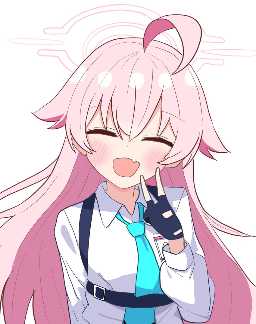 蔚蓝档案、星野 (碧蓝档案) 1名女孩 :D 微笑 呆毛 黑色手套