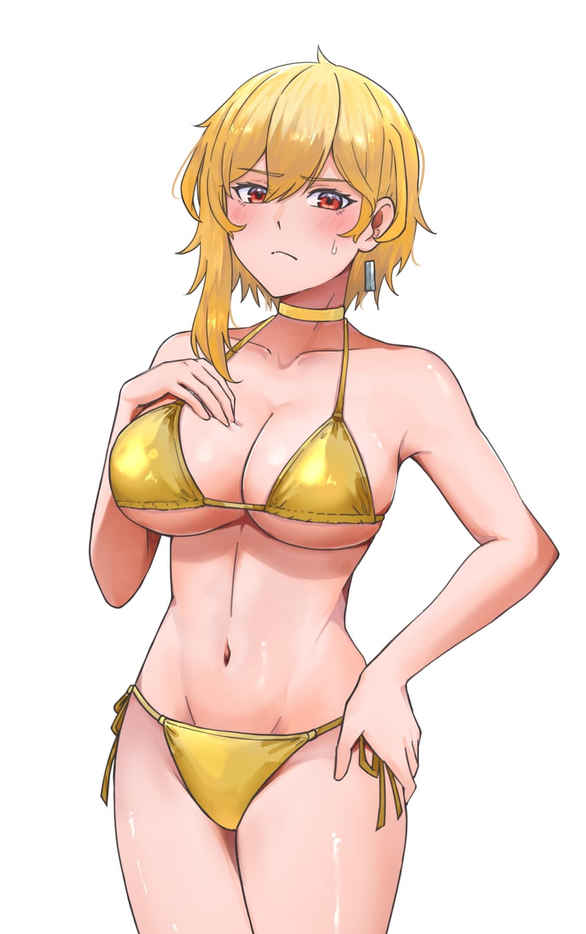 Hololive、Hololive Indonesia、Kaela Kovalskia 1名女孩 比基尼 金发 脸红 乳房