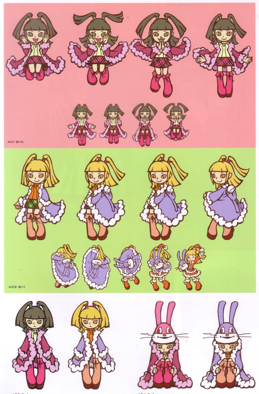 Bemani、Pop'n Music、冰柱 (流行音乐) 2名女孩 动物装 金发 蓝色披风 棕眼睛