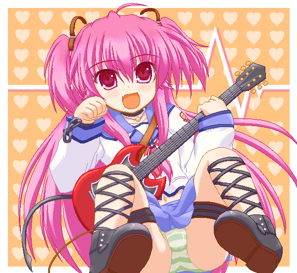 Angel Beats!、由依 (Angel Beats!) 1名女孩 :D 呆毛 踝部系带 黑色靴子