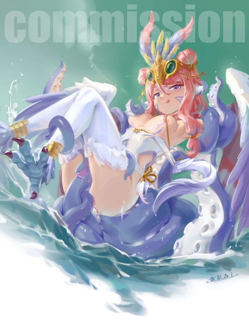原创 鸟腿/细腿 蓝眼 蓝色羽毛 脸红 乳房