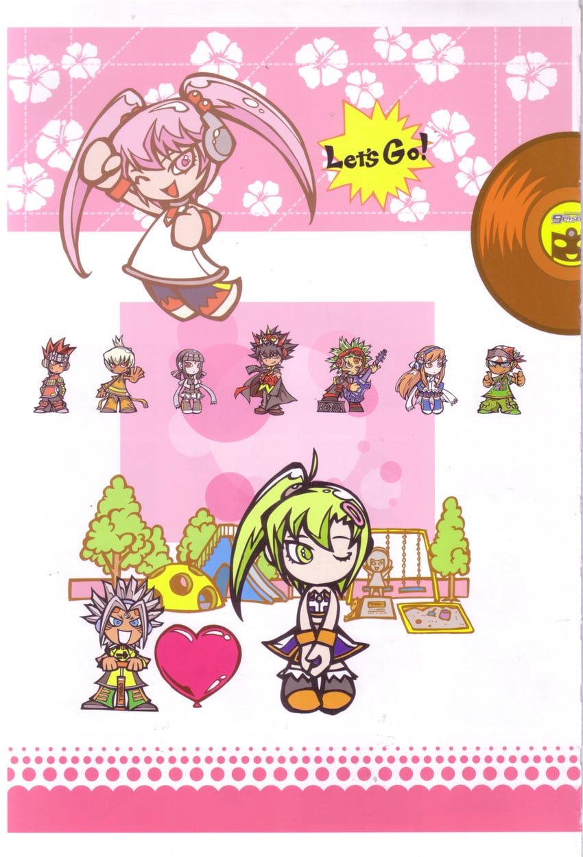 Beatmania IIDX、Bemani、Duel (Beatmania) 1个其他角色 4个女孩 6个以上男孩 举手 黑发