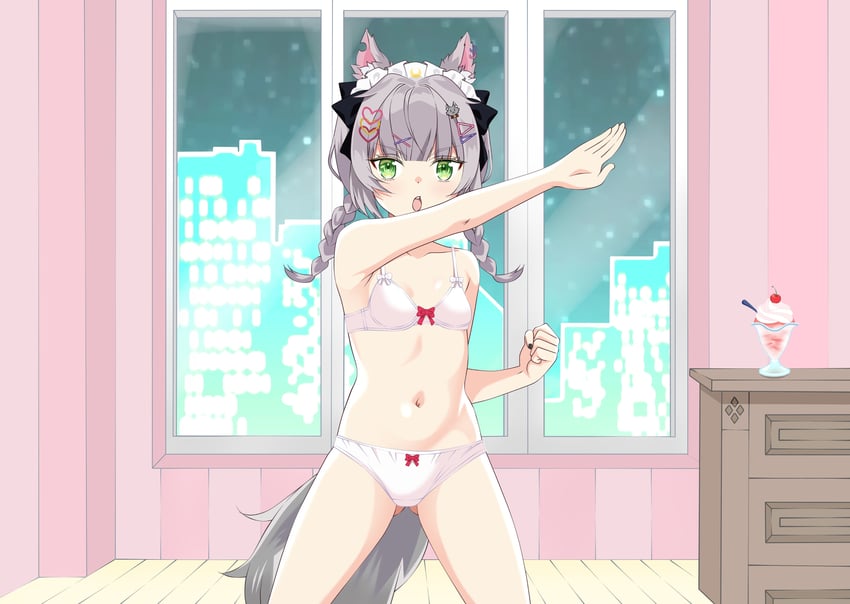 PRISM Project、神月泣 1名女孩 兽耳 大腿间可见臀部 黑色蝴蝶结 黑色指甲