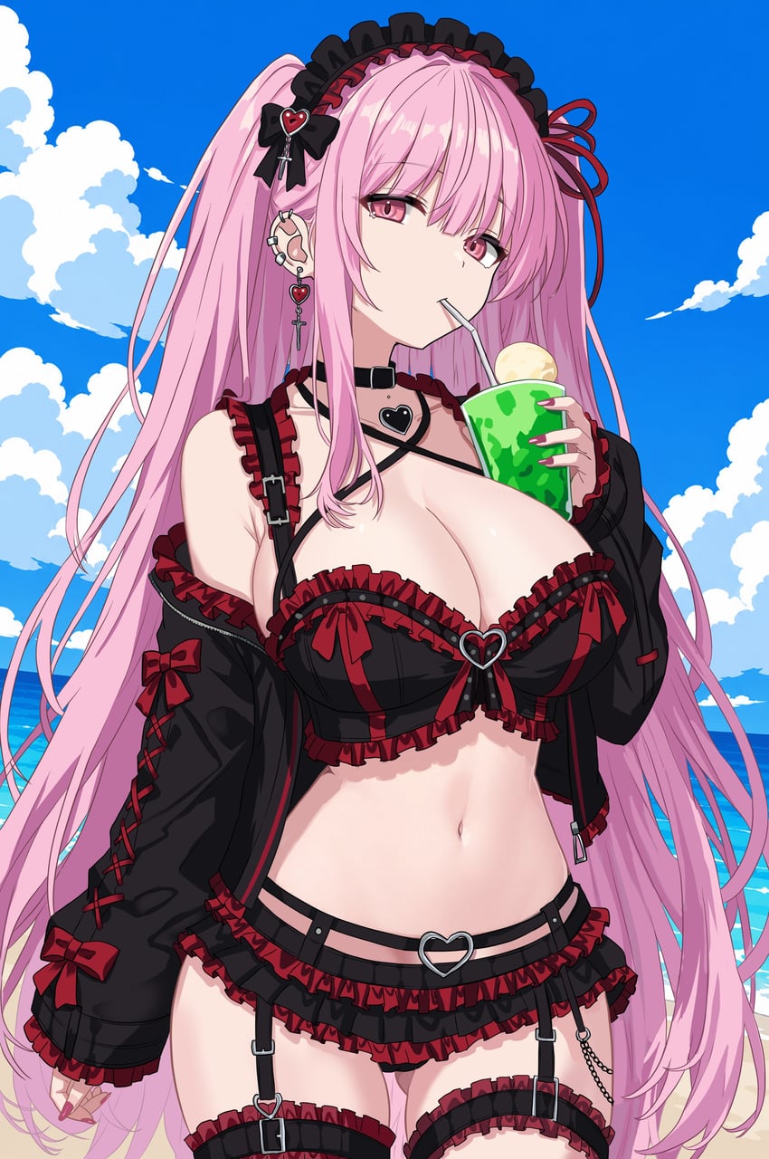 VOICEROID、琴叶茜 1名女孩 年龄增长 异形乳量 (大) 手臂放在侧边 大腿间可见臀部