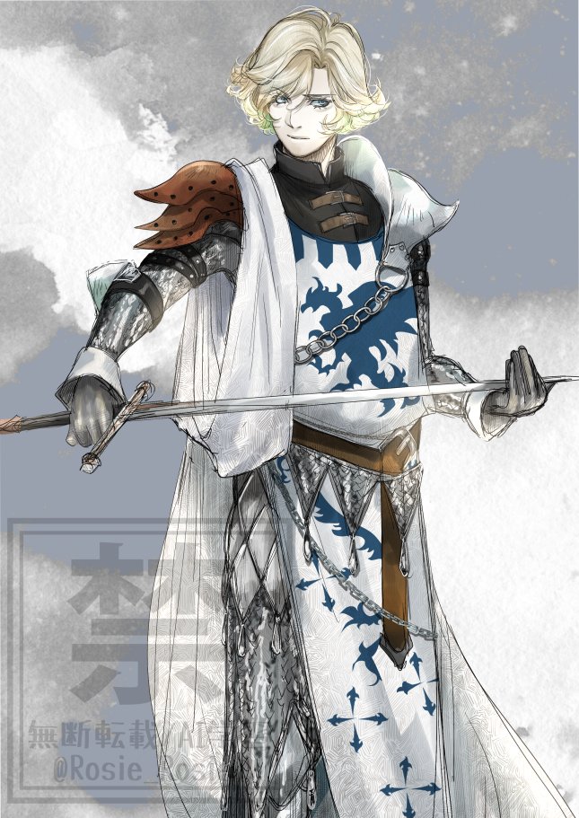 恶魔城：暗黑的诅咒、恶魔城系列、莱昂·贝尔蒙特 1名男孩 铠甲 金发 全身 护腿