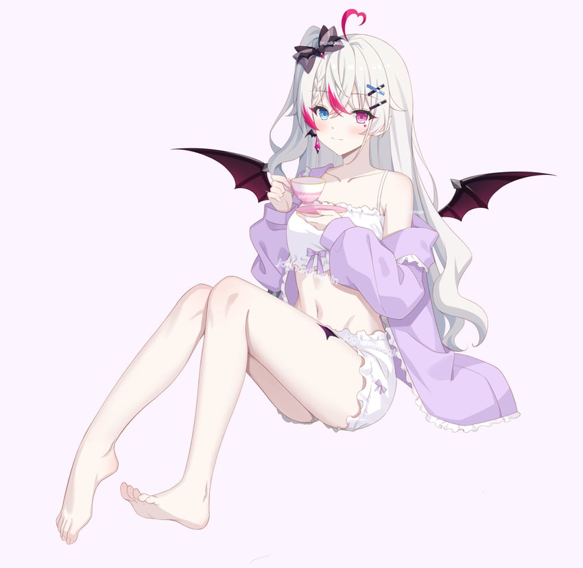 原创 1名女孩 呆毛 赤脚 蓝眼 脸红