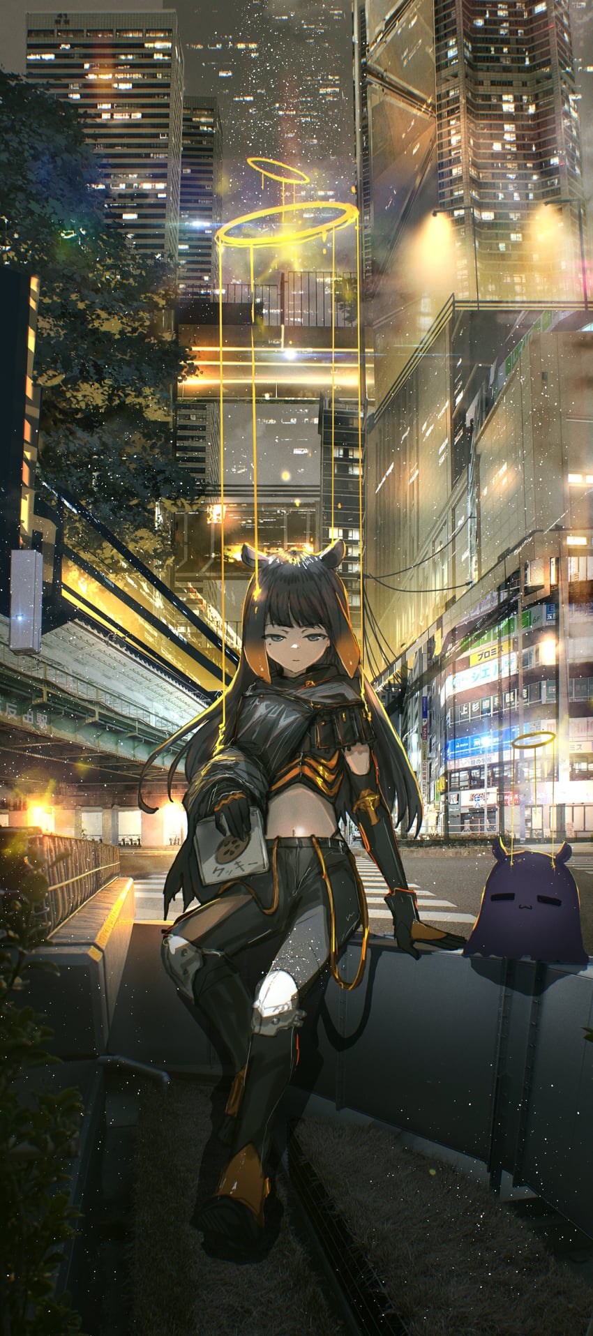 Hololive、Hololive英语、一伊那尔栖 1名女孩 黑色披肩 黑色手套 黑裤子 黑衬衫