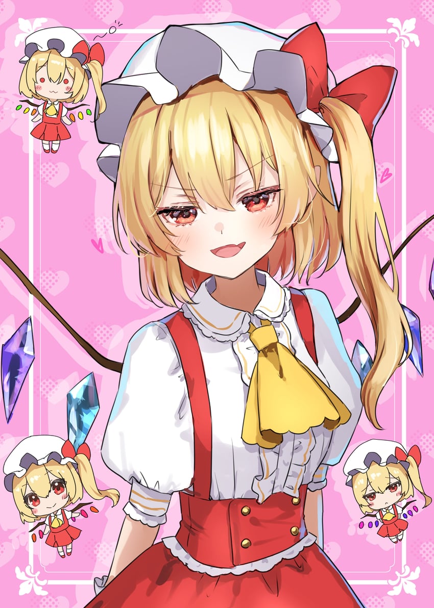 东方Project、芙兰朵露·斯卡蕾特 1名女孩 猫脸笑 替换服装 阿斯科特领巾 金发