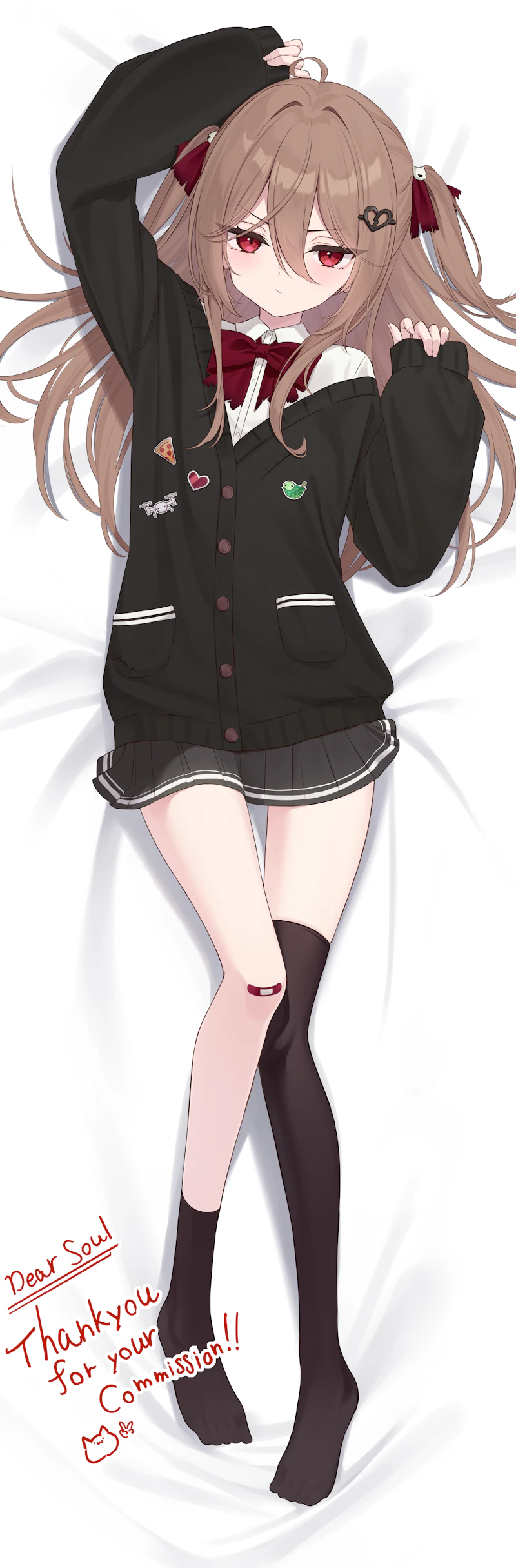 Vedal AI、Evil Neuro-sama、Evil Neuro-sama (第一套服装) 1名女孩 呆毛 举手 不对称腿部穿着 徽章
