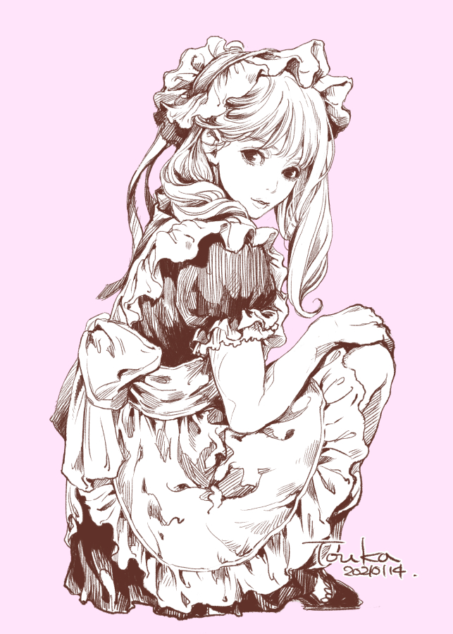 原创 1名女孩 围裙 作者名 后背蝴蝶结 蝴蝶结