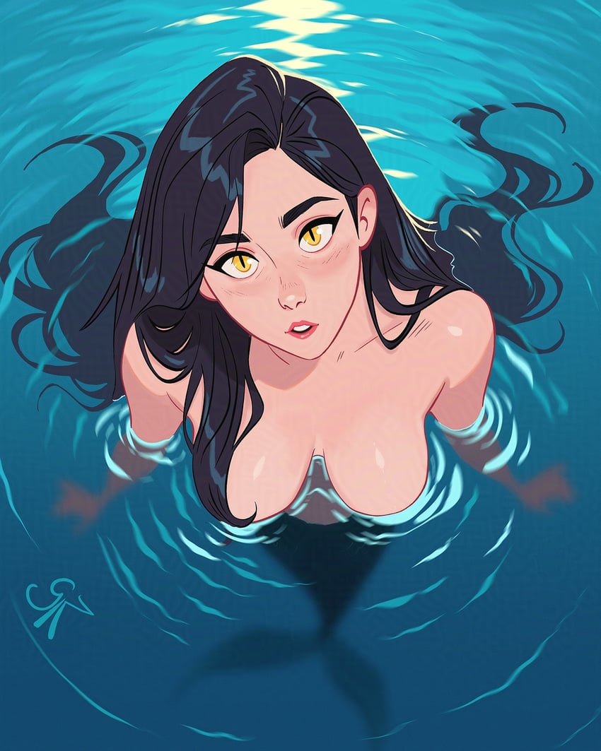 原创 1名女孩 作者名 露肩 黑发 乳房