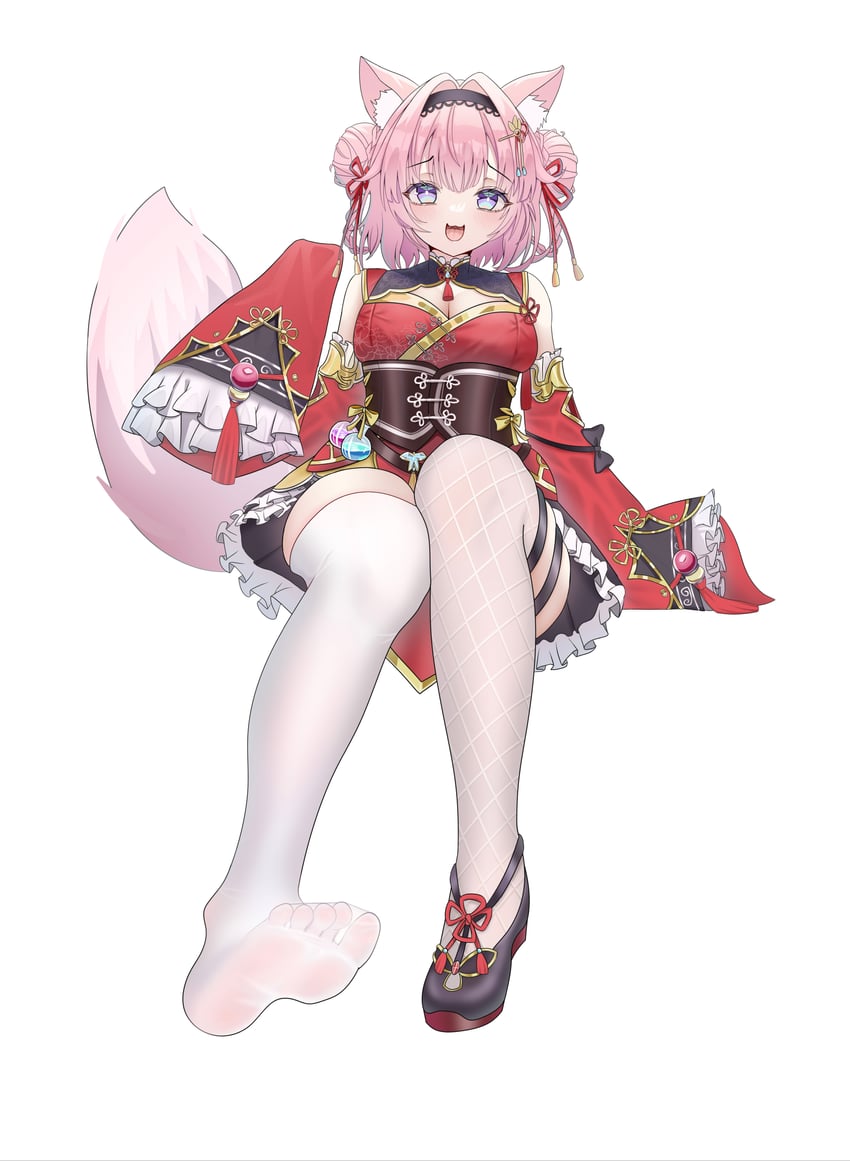 Hololive、博衣小夜里、博衣小夜璃 (第6套服装) 1名女孩 猫脸笑 :D 兽耳毛 兽耳