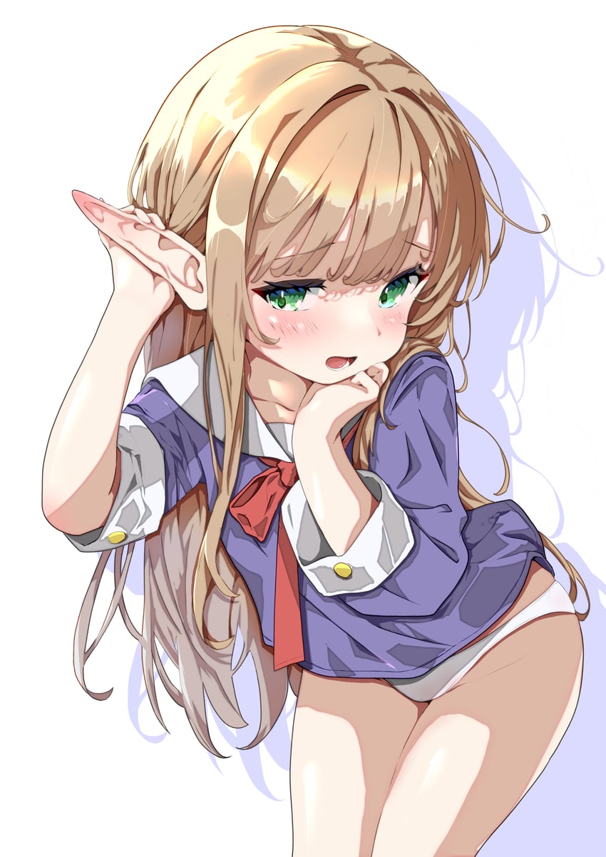 原创 1名女孩 脸红 蝴蝶结 棕发 精灵