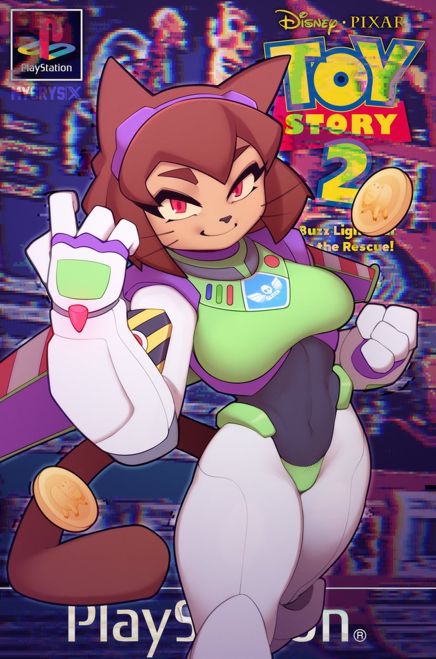 Gameoverse、玩具总动员、玩具总动员2 1名女孩 兽耳 铠甲 乳房 棕发