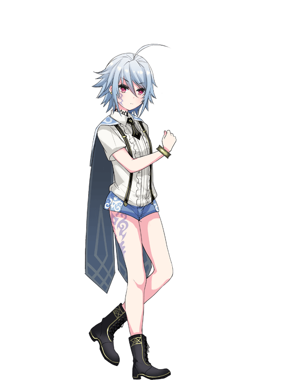 东京偶像计划、deus (project tokyo dolls) 1名女孩 呆毛 裸腿 黑色靴子 黑色领带