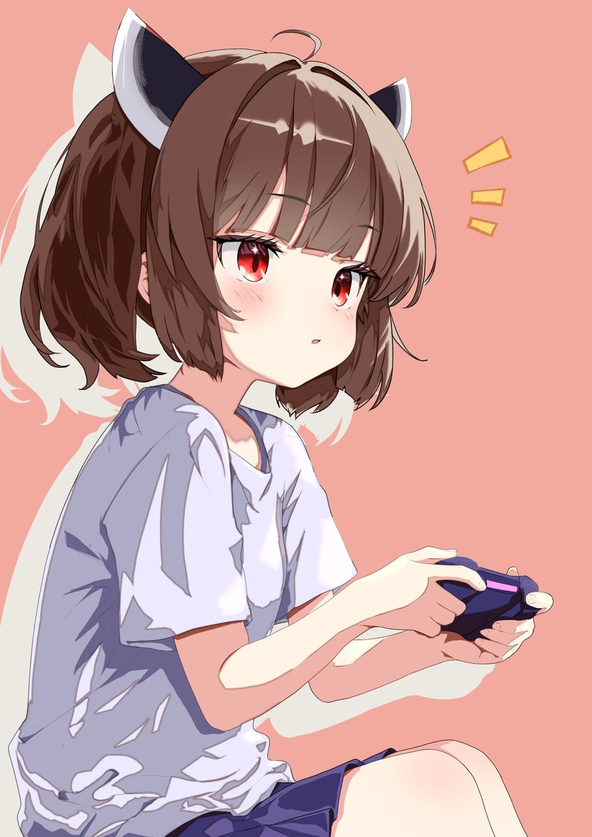 VOICEROID、东北切蒲英 1名女孩 蓝裙子 棕色背景 棕发 控制器/手柄
