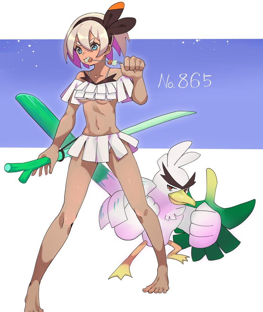 宝可梦、宝可梦 剑/盾、彩豆 (宝可梦) 1名女孩 替换服装 赤脚 比基尼 黑色发带