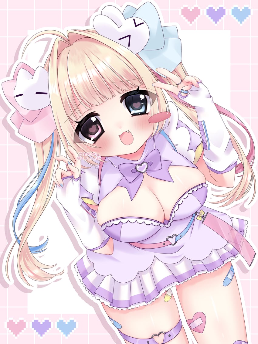原创 1名女孩 2000年代风格 呆毛 作者名 创可贴