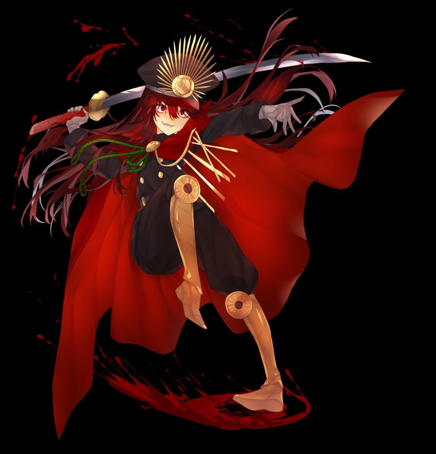 Fate/Grand Order、Fate系列、织田信长 (Fate) 1名女孩 腰带 黑色背景 黑色皮带 黑色夹克